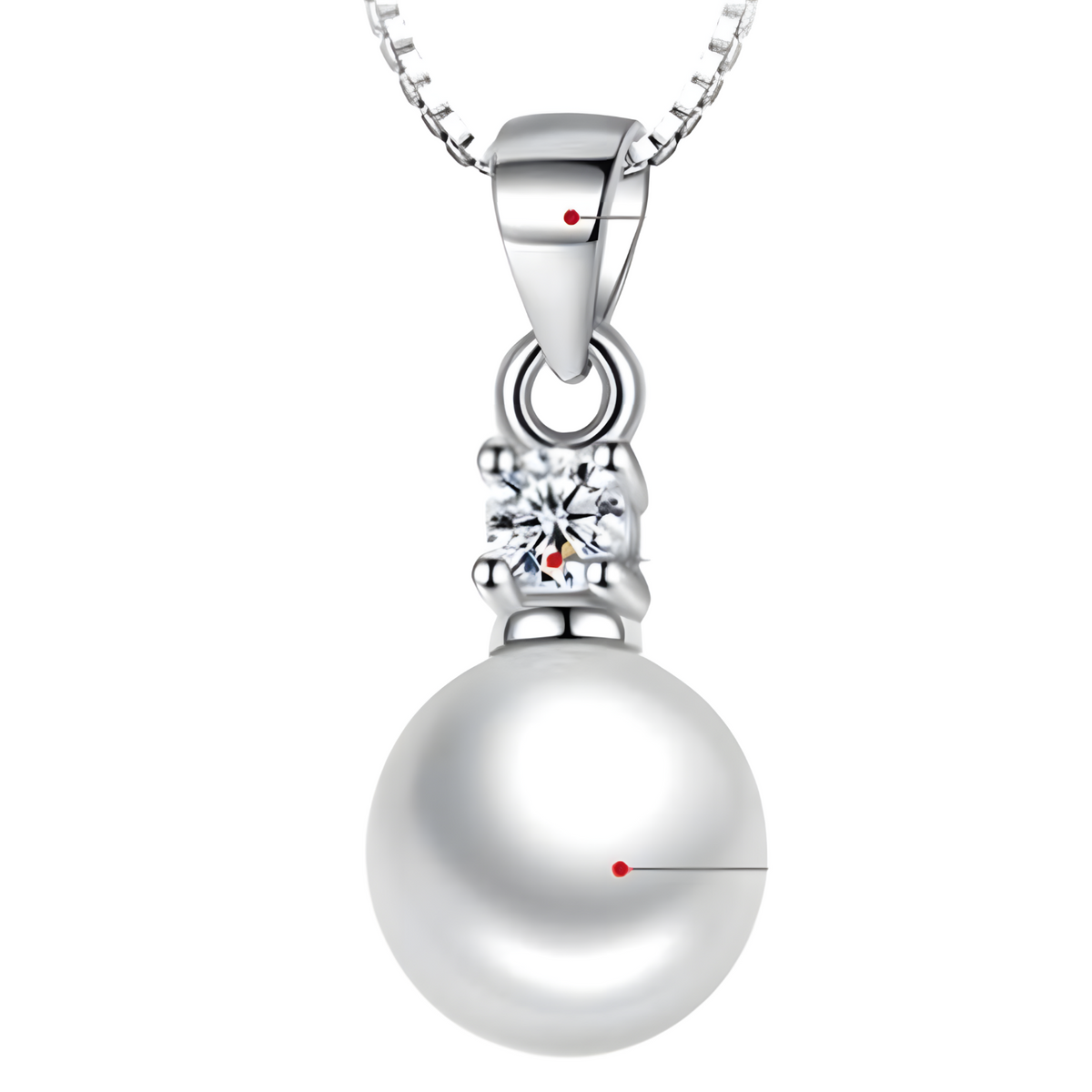 Unified Jewellery 925 Silver-Plated Round Pearl Pendant Necklace for Women 898