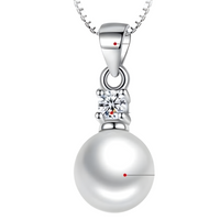 Unified Jewellery 925 Silver-Plated Round Pearl Pendant Necklace for Women 898