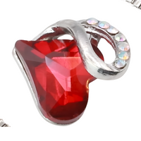 Heart Pendant Necklace For Women Silver Alloy Necklace With Red Crystal B314
