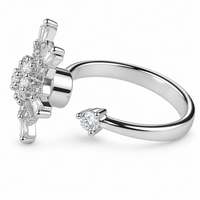 Rotatable Snowflake Spinner Ring For Women, Adjustable Open Band Fidget 1509