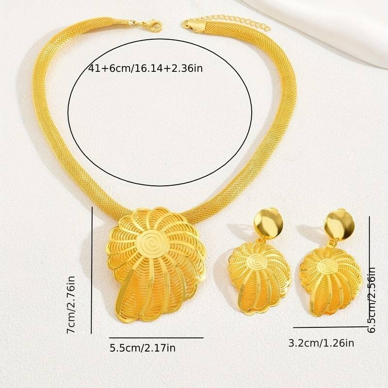 Luxury Conch Bridal Necklace & Drop Earrings Set, Elegant Women's Jewellery 130