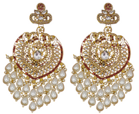 Elegant Bollywood Inspired Gold Kundan Earrings - Traditional Indian Jewelry 218