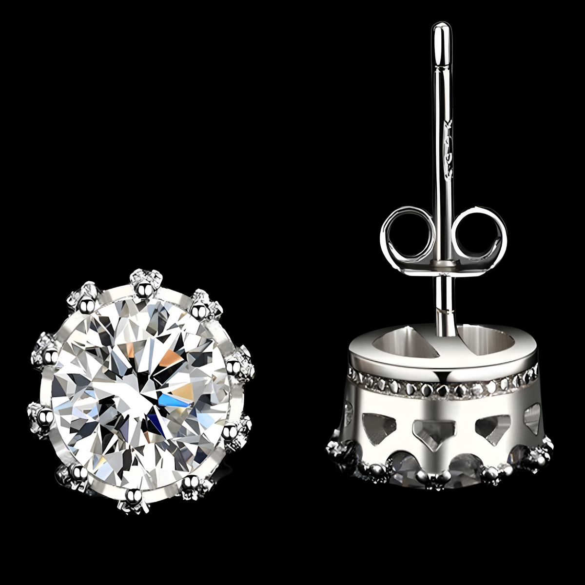 925 Sterling Silver Brilliant Cut Stud Earrings – Crystals, Hypoallergenic 312