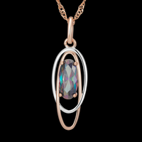 585 Rose Gold Color Oval Colorful Natural Zircon Pendant Necklace for Women 1274