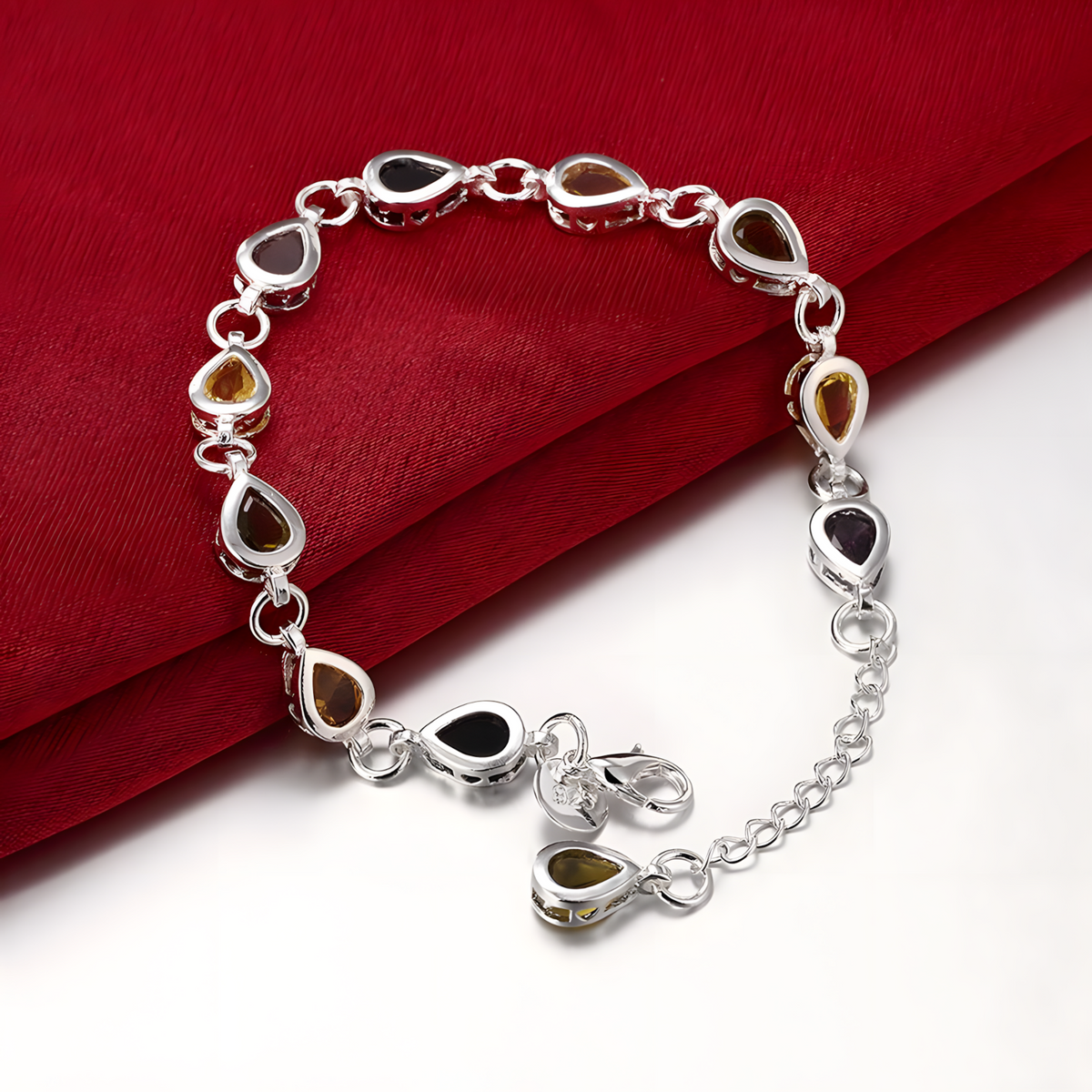 925 Sterling Silver Noble Charm Bracelets Zircon Chain Crystal Jewelry 454