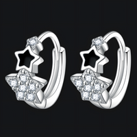 925 Silver-Plated Cute Star Hoop Earrings Women – Copper Alloy 925 Silver 1023