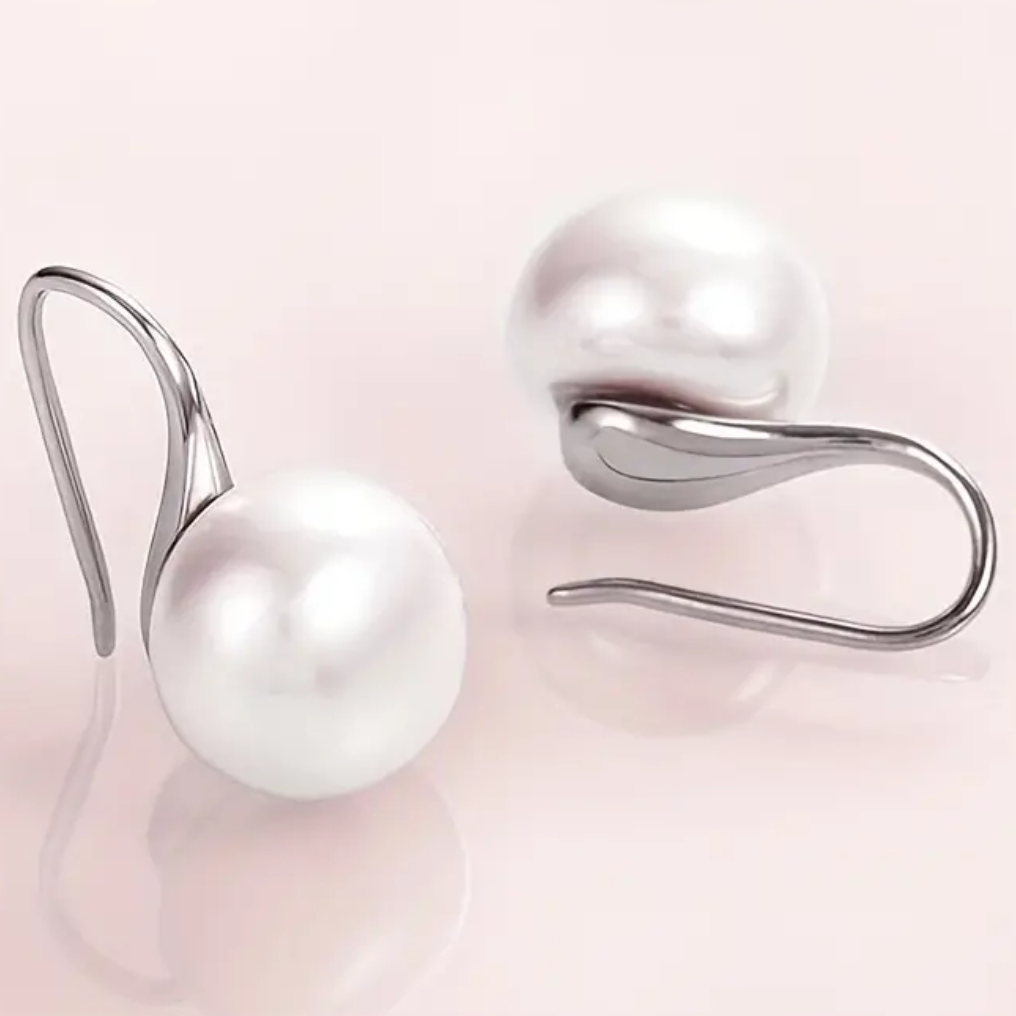 Elegant Sterling Silver Dangle Earrings with Lustrous Freshwater Pearls 133