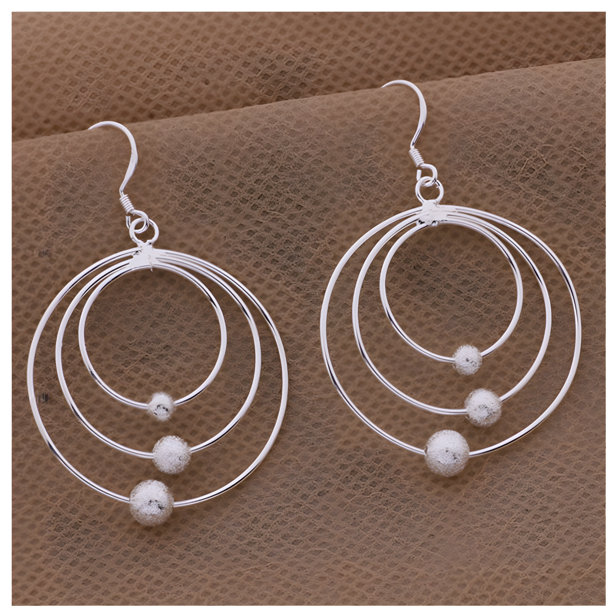 Triple Circle Hoop Drop Earrings for Women Layered Concentric Circle Dangle 1417