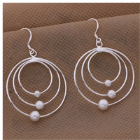 Triple Circle Hoop Drop Earrings for Women Layered Concentric Circle Dangle 1417