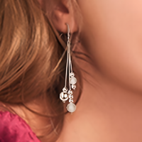 925 Sterling Silver Long Drop Earrings Women  10cm Trendy Round Ball Dangle 808