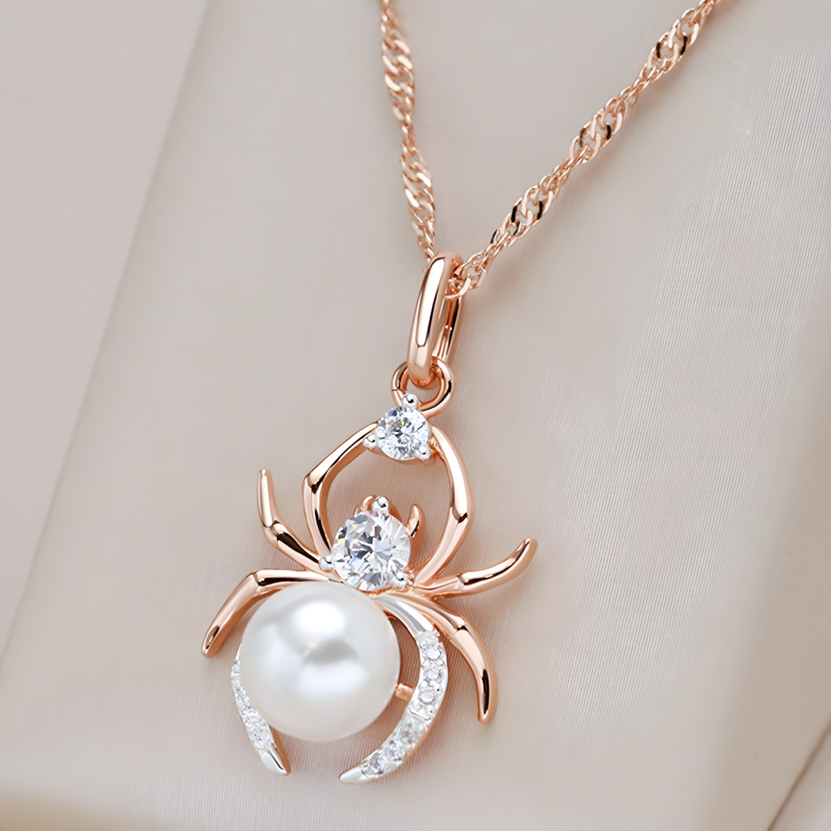585 Rose Gold & Silver Colour Spider Pendant Necklace Women – Copper Metal 1273