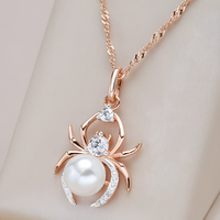 585 Rose Gold & Silver Colour Spider Pendant Necklace Women – Copper Metal 1273
