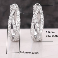 Silver-Plated Streamlined Hoop Earrings Cubic Zirconia, 1.5cm Elegant Twist 158