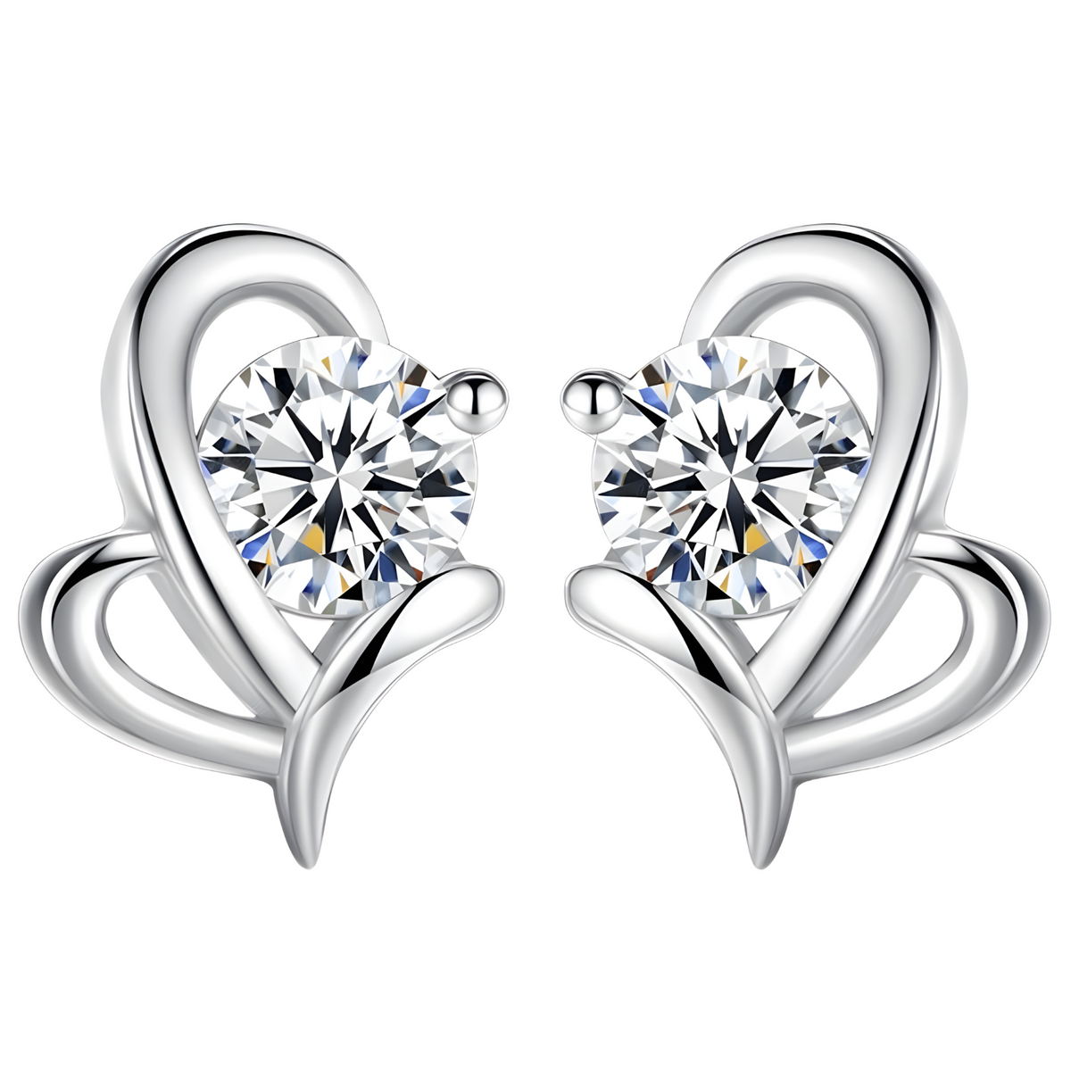 Silver-Plated Crystal Stud Earrings Women Elegant Geometric Butterfly Design 972
