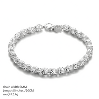 925 Sterling Silver Bracelet Women Men 5MM Width 20CM 8 Inch Lobster Clasp 1770