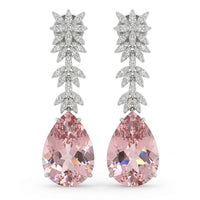 Unified Jewellery Premium Pink Pear Crystal Leaf Drop Earrings 45mm 1845
