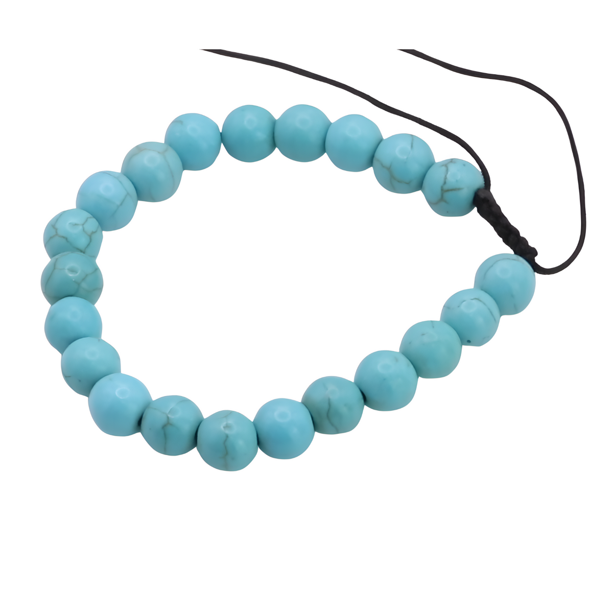 Unisex Natural Stone Bracelet, 8mm Turquoise Beads & Lava Rock, Adjustable B116