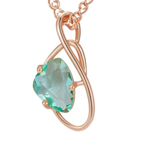 Transparent Light Green Stone Necklace Pendant Women 585 Rose Gold Color 1262