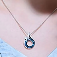 Fox Pendant Necklace for Women–Crystal Blue Ring Design with Cubic Zirconia 1164