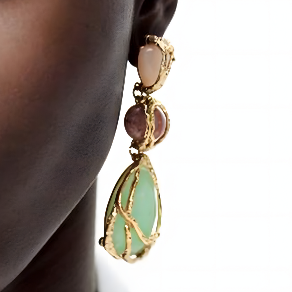 Waterdrop Dangle Earrings For Women Gold Plated Alloy Teardrop Resin Drop 1453