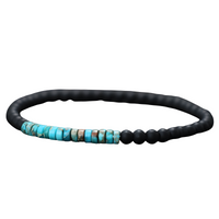 Natural Stone Chakra Bracelet, 4mm Black Onyx Beads Emperor Stone Accents B124