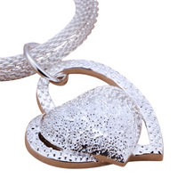 925 Silver-Plated Alloy Heart Pendant Necklace Women – Textured Double-Heart 855