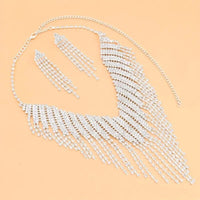 1 Pair Dangle Earrings 1 Pc Necklace Zinc Alloy Jewelry Set Rhinestones 87 UK