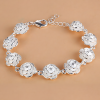 Flower Charm Bracelet Women – Classic Plant Motif Charm Bracelet, Lobster 1425