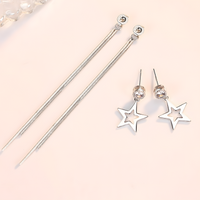 925 Silver-Plated Alloy Long Star Dangle Earrings for Women– Classic Zircon 1000