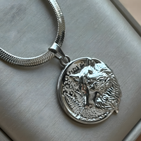 Titanium Steel Wolf Head Pendant Necklace Silver Amulet Animal Jewelry B157