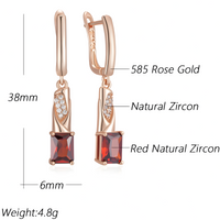 Rose Gold Colour Long Drop Earrings for Women, Copper Alloy Dangle Earrings 1291