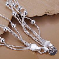 925 Sterling Silver Multi-Strand Snake Chain Bracelet Smooth Round Beads 416