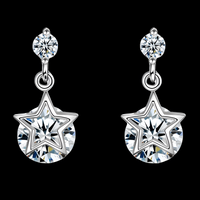 Crystal Star Drop Earrings Women – Trendy Screw-Back Stud Design, Sparkling 1011