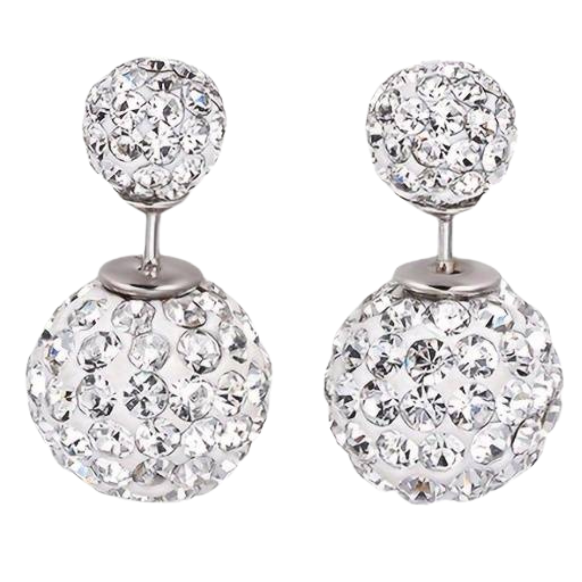 925 Sterling Silver Stud Earrings with Sparkling Cubic Zirconia, 2.5cm Drop 160