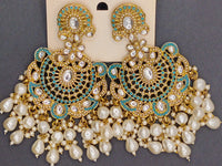Elegant Bollywood Inspired Gold Kundan Earrings - Traditional Indian Jewelry 221