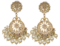 Elegant Bollywood Inspired Gold Kundan Earrings - Traditional Indian Jewelry 239