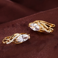 Elegant 18K Gold Colour Hoop Earrings with Zircon Inlay Lightweight, Trendy 729