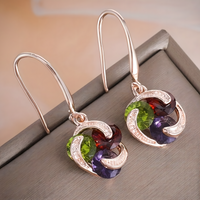 Classic Water Drop Crystal Dangle Earrings, Lightweight Zinc Alloy Jewellery 731