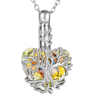 Love Life Tree Cremation Pet Necklace-Memorial Urn Pendant for Ashe Crystal B259