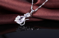 925 Sterling Silver Colour Cat Jewellery Set for Girls Cubic Zircon Necklace 726