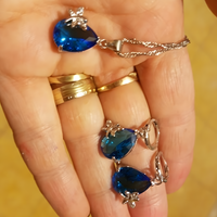 Blue Crystal Butterfly Jewellery Set for Women–Zinc Alloy Teardrop Necklace 1188