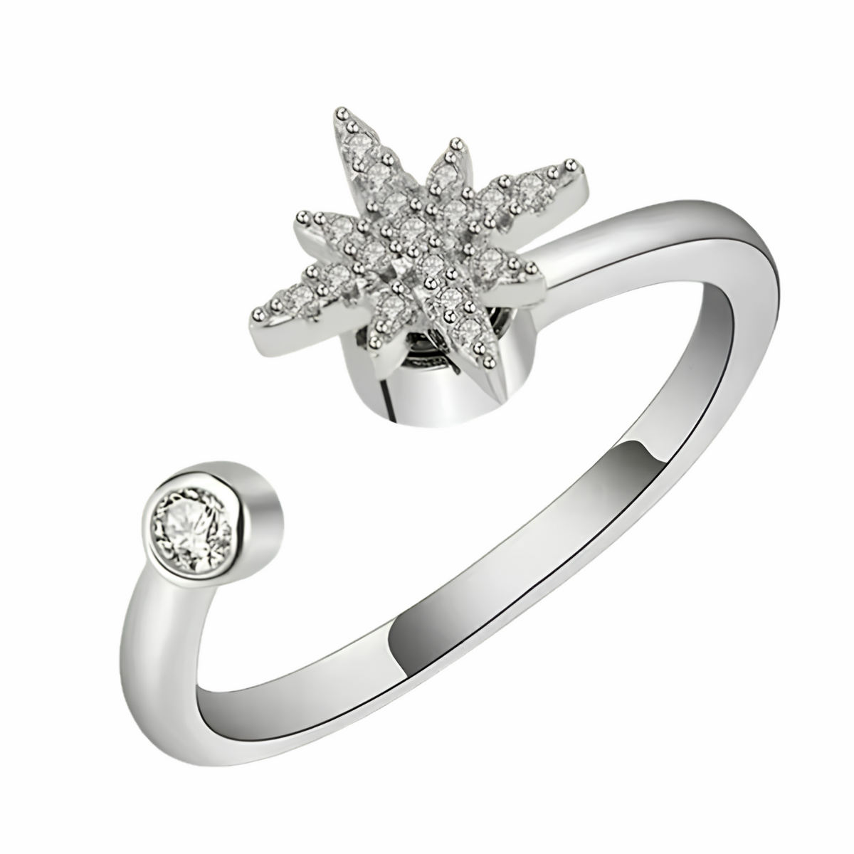 Unified Jewellery Rotatable Star Spinner Ring For Women, Adjustable Open 1507