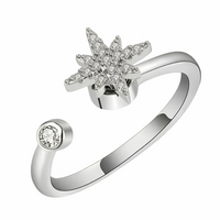 Unified Jewellery Rotatable Star Spinner Ring For Women, Adjustable Open 1507