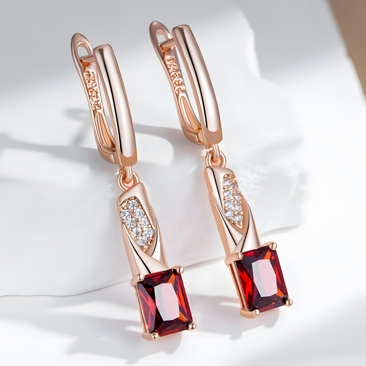 Rose Gold Colour Long Drop Earrings for Women, Copper Alloy Dangle Earrings 1291