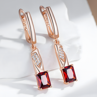 Rose Gold Colour Long Drop Earrings for Women, Copper Alloy Dangle Earrings 1291