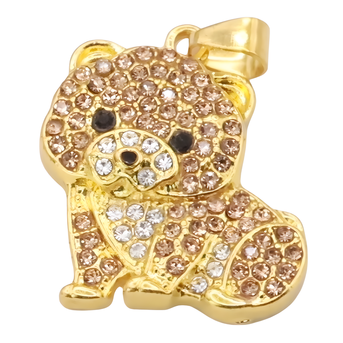 Pomeranian Dog Pendant Necklace Women Gold Tone Look Crystal Animal Charm B238