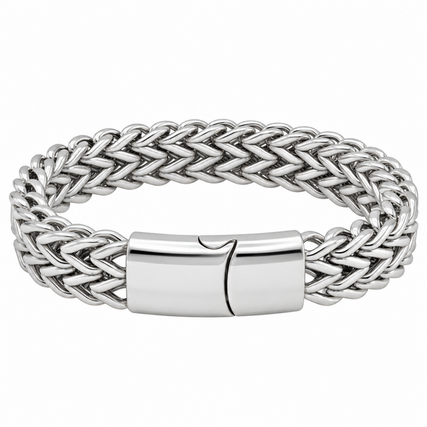 12mm Silver Plated Chain Bracelet Men Women Chunky Link Secure Clasp  1971