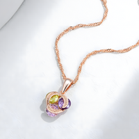 Rose Gold Colour Copper Cubic Zirconia Geometric Pendant for Women, Vintage 1260