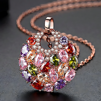 Rose Gold Plated Multicolour Cubic Zirconia Jewellery Set For Women Heart 1701
