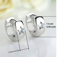 925 Sterling Silver Huggie Hoop Earrings Star-Set Cubic Zirconia, Hypoaller 161